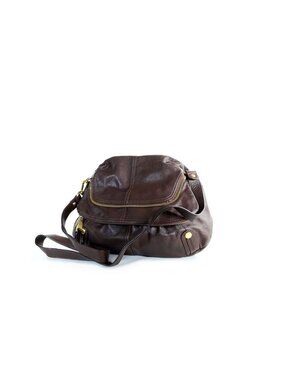 B. Makowsky Mahogany Slouchy Brown Leather HoBo Crossbody Shoulder Bag Large